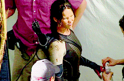 jenniferlawrencedaily:  Behind the scenes of The Hunger Games: Catching Fire 