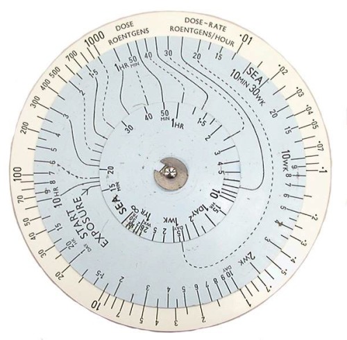 velvet-mornings:Nuclear slide rules from the 50’s and 60’s.