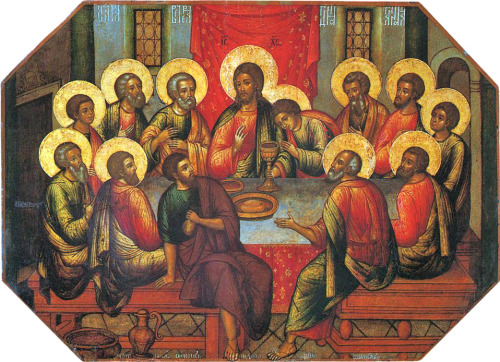 my-ear-trumpet: The Mystical Supper, Icon by Simon Ushakov (1685).The Collect for Maundy Thursday AL