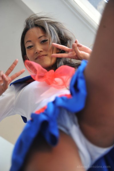 Sexy Asian schoolgirl upskirt