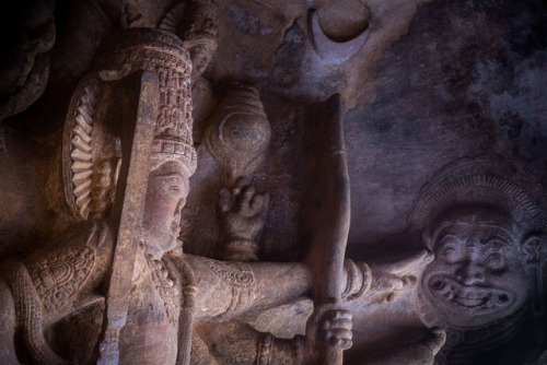 Vishnu Trivikrama lila (Vamana avatara) Badami, Karnataka, photos by Kevin Standage, more at https:/