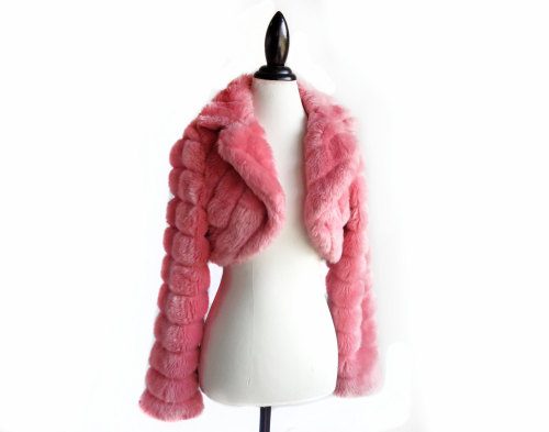 feelingvaguevintage:90’s Bubblegum Pink Faux Fur Cropped Bubble Jacket // M