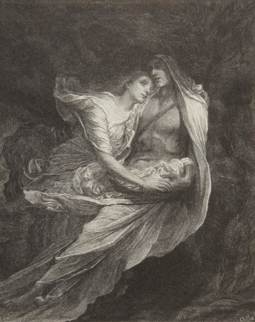 Paolo and Francesca in Hell (19th century - Wood engraving) - W. B. Closson