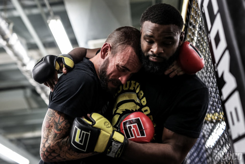 CM Punk grinding it out with Tyron Woodley, just a couple weeks...