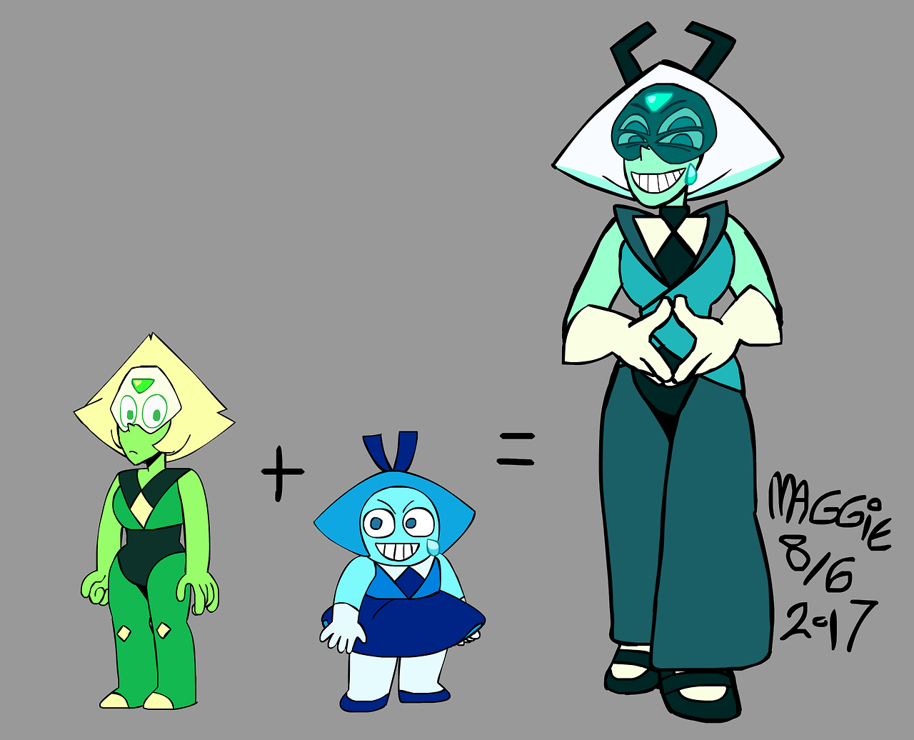 mushroom-cookie-bears:  attempted to design an Aquamarine and Peridot fusion?? i’m