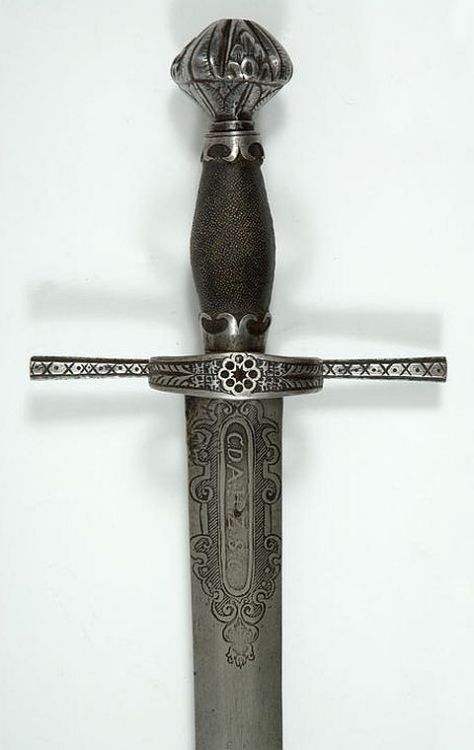 art-of-swords:  European SwordDated: 16th and 19th centuryCulture: GermanMedium: steelThe sword has straight quillons, one side ring, probably dating from the 19th century. The pommel and grip date from circa 1550, but the blade is probably 19th century.