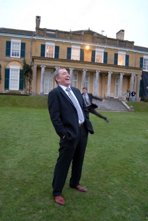 earlymidsomermurders: John Nettles and Jason Hughes between takes, during the filming of Midsomer Mu