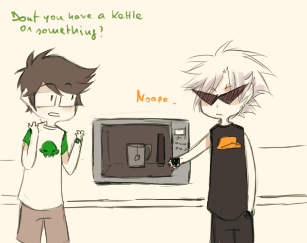 tea time with Dirk (and distressed Jake) (I blame this on you guys and on the tea