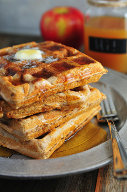 damn-good-food:  Apple Cider Waffles