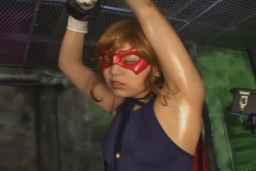 girlsarmpits: Aya Natsuki (Aya Mizuki) as a superheroine getting tied up her enemy with arms over he
