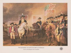 john-laurens:  Can we take a minute to appreciate the fact that the Surrender of Lord Cornwallis painting was sold in stamp form in 1976 And one of the stamps in the set featured Hamilton’s and Laurens’s faces So you could mail things with Lams on