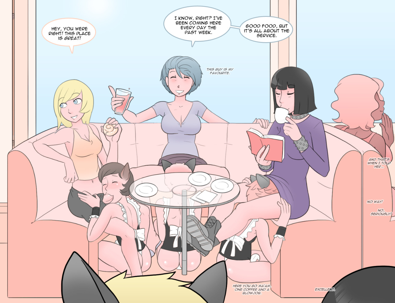  “Futa friends try out a new cat cafe, and enjoy casual blowjobs from the cat-eared