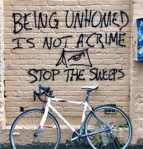 radicalgraff: “Being unhomed is not a crime. Stop the Sweeps” Seen in Abbotsford, Britis