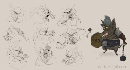 Some expressions I put together for this boar gladiator.