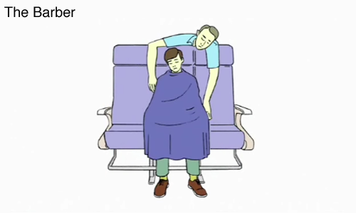 tastefullyoffensive:  Airplane Sleep Positions by Demetri Martin