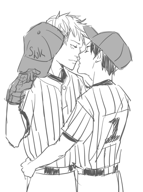 kisu-no-hi:  brakes:  some erejeans I drew (ft fem!Eren) and Jean in a tragically