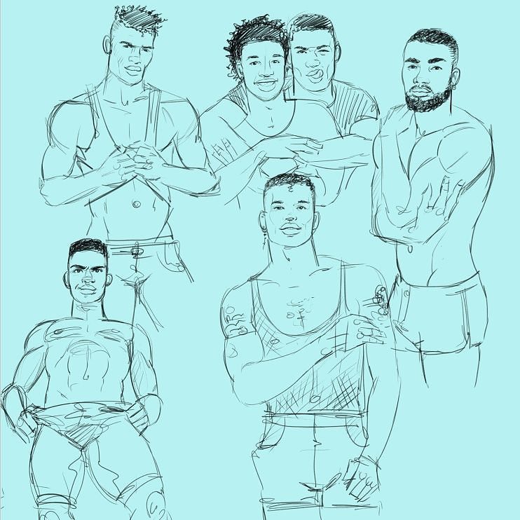 egorodriguez:Some sketches ideas for the work I did this summer for #blackpride with