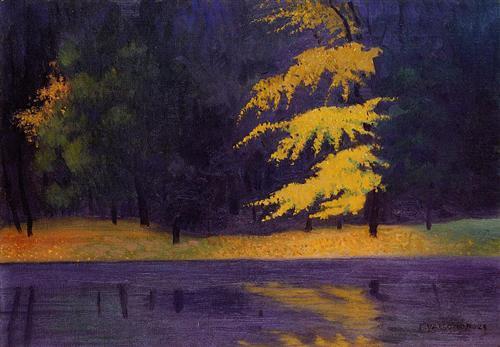 wonderingaboutitall:  The Lake In The Bois de Boulogne - Félix Vallotton