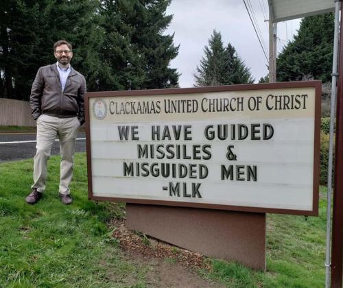 route22ny: Here’s our pastor pal from Clackamas, Oregon yet again with his church’s message board and another all-too-appropriate quote from the Reverend Martin Luther King Jr.  The photo comes from the church’s instagram feed, and I’m pretty