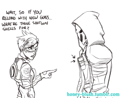 oversalt:  honey-blush:  I realized something while drawing Reaper….. why does he have shotgun shells?  Then I thought… maybe they’re party poppers…..  Reposting this to cred the artist proper.  My bad 