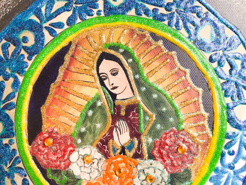 Available on Etsy (Link below) https://www.etsy.com/listing/939972050/round-virgin-de-guadalupe-canv