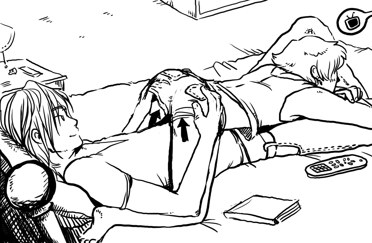 dantes-workshop:  kneelinggirl:Ooo, how fun. I like his leg over her back, holding