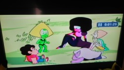 Okay but everyone look at Amethyst’s little smile while she’s listening to whatever story Peridot is telling.