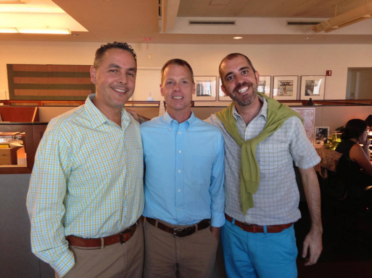 I’d like to say we planned these outfits, but we did not.
Though we could be mistaken for some midcentury patio furniture coverings.