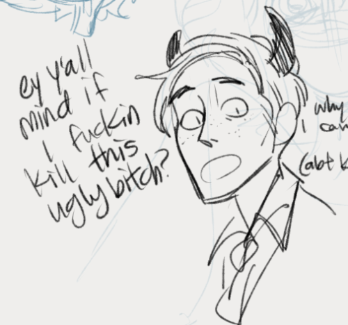 hellandfurther:i love my demon story uh (looks at smudged writing on hand) d,,d,, nervaureus?