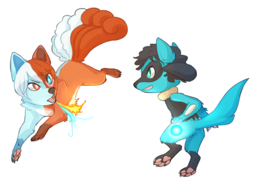 Todoroki/vulpix and Izuku/Riolu for all of you who requested them.if you want more Hero Academia/Pok