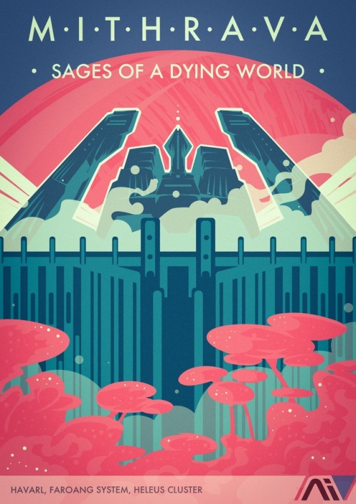 legionofpotatoes: Mass Effect Andromeda - Golden Worlds Full set. This was an idea I have been obsessed with ever since finishing the game; loving space age travel art as much as I do, I couldn’t help but wonder about the Initiative’s tourism advertising