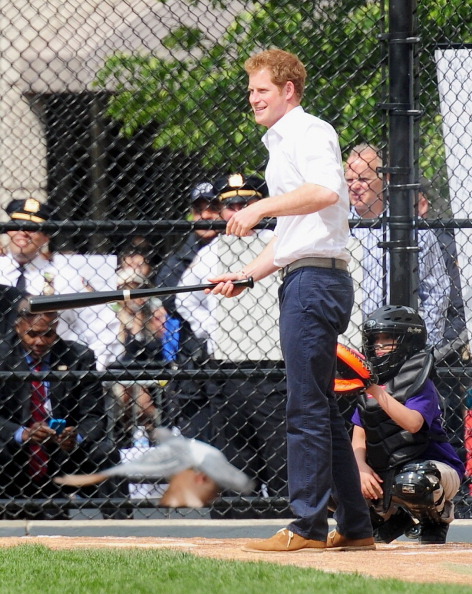 veronik-sky: Prince Harry plays baseball at Harlem RBI Playground in Harlem on May 14, 2013 in New Y