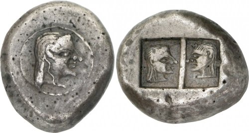 archaicwonder:An incredibly rare coin from the land of the Golden Fleece This didrachm from Kolchis 