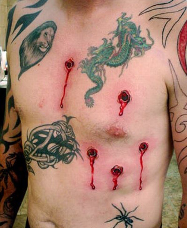enigmaticzasswage:Hyper-Realistic Tattoos You Won’t Believe# 1 Shot Through The