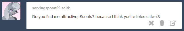 asknerdyscootaloo:hehehe… i ummm ughhhhh   X3 Heehee~