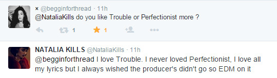 nataliakillscz:  Some of the questions and answers from yesterday’s chat with Kills