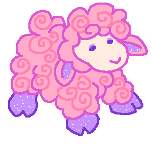 a drawing of a pink sheep in the style of webkinz