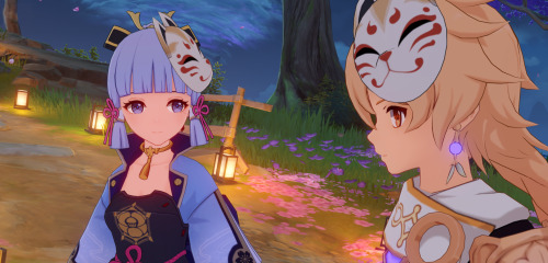 Screenshots of cutscenes from the Ayaka story quest.