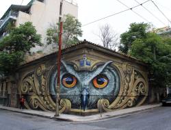 sixpenceee:Street art seen in Athens, Greece. 