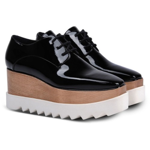 Stella Mccartney Black Patent Elyse Shoes ❤ liked on Polyvore (see more black patent oxfords)