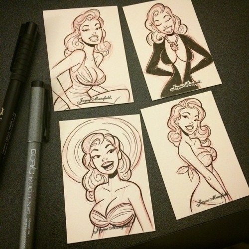 Jayne Mansfield sketchcards in progress #sketch #sketchcards #ink #pinup #jaynemansfield