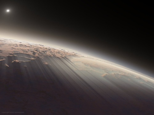 crossconnectmag: Featured curator: Justin Ruckman Kees Veenenbos uses NASA Mars Orbiter data and Terragen rendering software to create these very realistic-looking martian landscapes. His work has been used heavily by NASA, as well as featured in National
