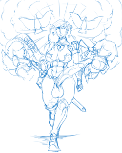 the-nsfw-diner:  Rough sketch of a friend’s power drunk knight OC.