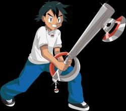 gekkougastrikesback:  Ash wielding a Pokemon-themed Keyblade from Kingdom Hearts franchise. Source: Anonymous 