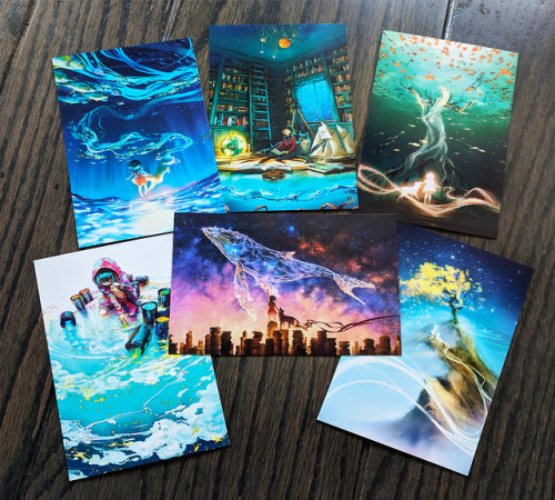 yuumei-art: I finally made postcards! :D There are 8 collections, each based on a theme such as stars, the oceans, cities in Asia, etc. Each collection has 6 images printed on 4x6 inch cardstock.  Between prints and wallscrolls, I always wanted to offer