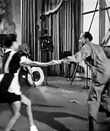 theladybadass:  Frances “Mickey” Jones (with William Downes in uniform) Norma Miller (with Billy Ricker in chef’s hat) Willa Mae Ricker (with Al Minns in white coat) Ann Johnson (with Frankie Manning in overalls)  1941 film Hellzapoppin’ 