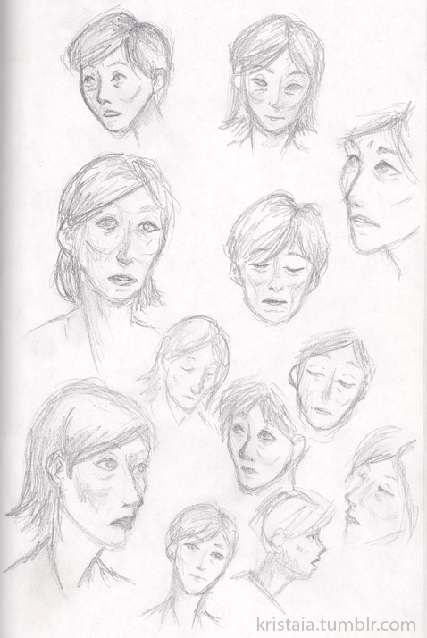 Watched We Need to Talk About Kevin and filled up a sketchbook page trying to draw Tilda Swinton’s a