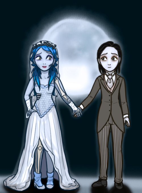 Drawing challenge day 13: draw them in a halloween costume! I was like “Sei will be the bride and Ao