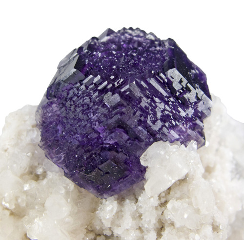 fuckyeahmineralogy:  Fluorite on Calcite with Dolomite; Shangbao Mine, Hunan Prov., China