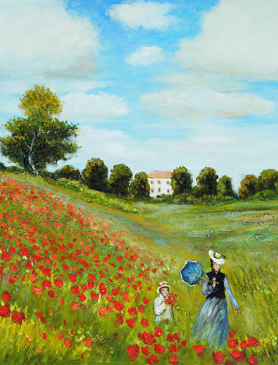 goodreadss:Woman with a Parasol by Claude Monet, 1875.The Poppy Field, near Argenteuil by Claude Mon